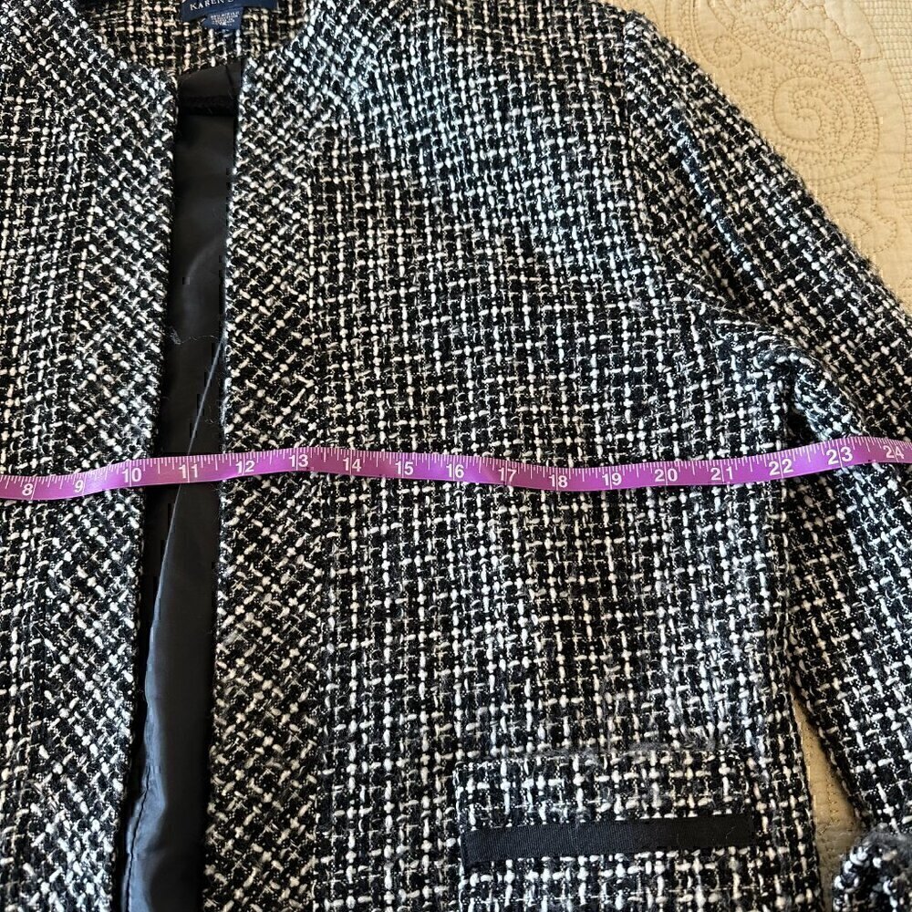 Karen Scott PLUS women's blazer suit jacket black white grey patterned women 14 - Picture 9 of 12